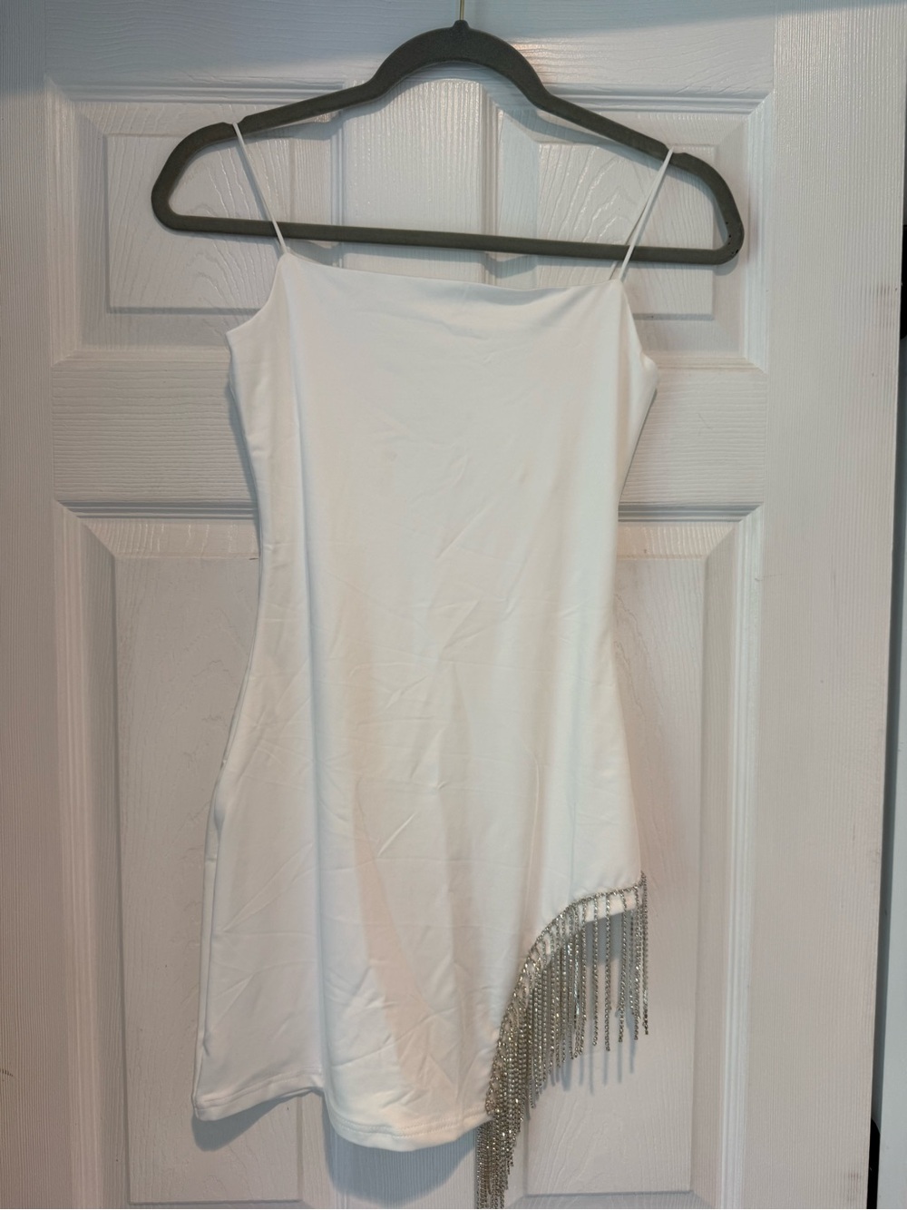 12th Tribe White Mini Dress with Crystal Fringe